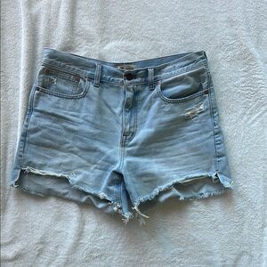 Madewell Relaxed Mid-Length Denim Distressed Shorts